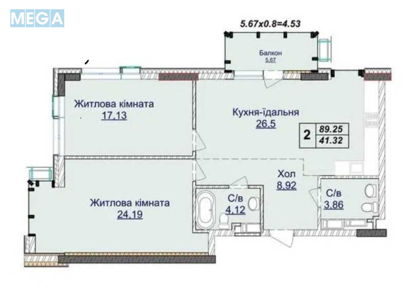 Продаж 2 кімнатної квартири (90/41/27), 9 пов. 20 пов. будинку, <a class="location-link" href="/kiev/" title="Недвижимость Київ">Київ</a>, <a class="location-link" href="/kiev/pecherskij/" title="Недвижимость Печерський район">Печерський р-н</a>, Андрія Верхогляда вул., 22Б (изображение 2)