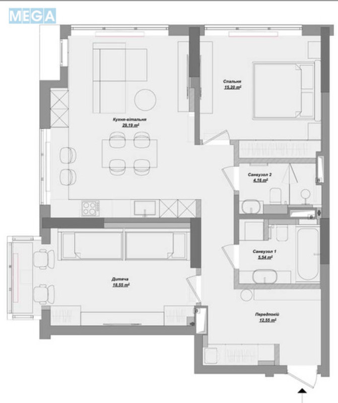 Продаж 2 кімнатної квартири (90,2/36,5/26), 12 пов. 26 пов. будинку, <a class="location-link" href="/kiev/" title="Недвижимость Київ">Київ</a>, <a class="location-link" href="/kiev/shevchenkovskij/" title="Недвижимость Шевченківський район">Шевченківський р-н</a>, Миколи Пимоненка вул., 19 (изображение 11)