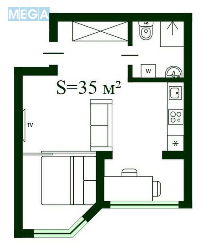 Продаж 1 кімнатної квартири (35/9/20), 6 пов. 9 пов. будинку, <a class="location-link" href="/novoselki-selo-kv-kievo-svyatoshinskij-rajon/" title="Недвижимость Новосілки">Новосілки</a>, Миру, 2В (изображение 7)