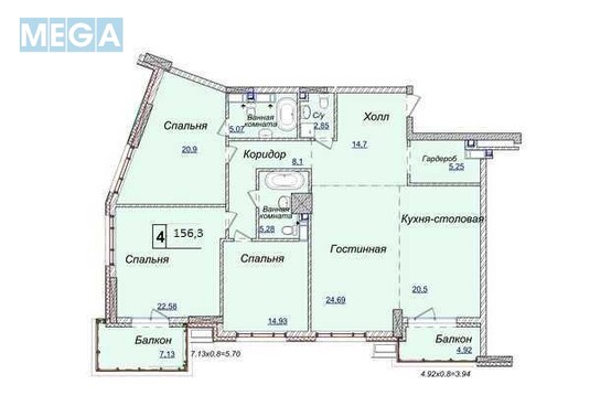 Продаж 4 кімнатної квартири (156,3/?/40), 6 пов. 22 пов. будинку, <a class="location-link" href="/kiev/" title="Недвижимость Київ">Київ</a>, <a class="location-link" href="/kiev/pecherskij/" title="Недвижимость Печерський район">Печерський р-н</a>, Андрія Верхогляда вул., 17Б (изображение 4)